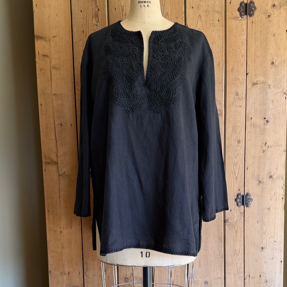 Lauren Ralph Lauren Black Tunic with Embroidery
